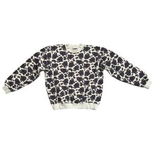 Vintage Lee Sweater Crewneck Cream with Purple & Pink Paisley Pattern Medium